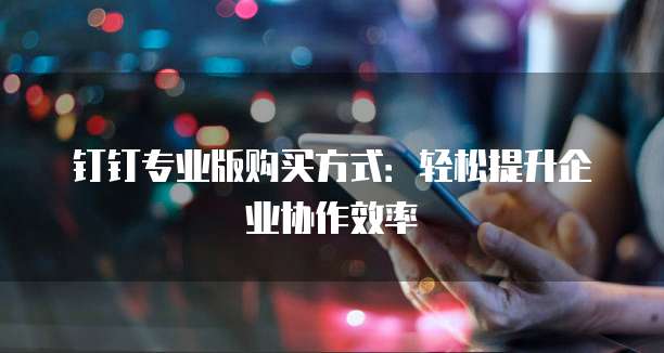 钉钉专业版购买方式:轻松提升企业协作效率