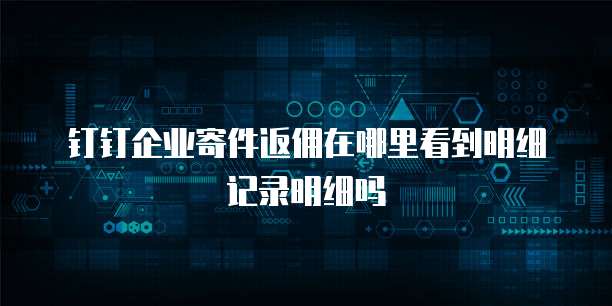 钉钉企业寄件返佣在哪里看到明细记录明细吗