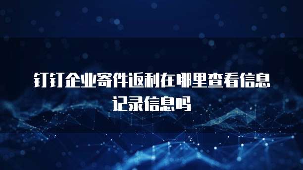 钉钉企业寄件返利在哪里查看信息记录信息吗