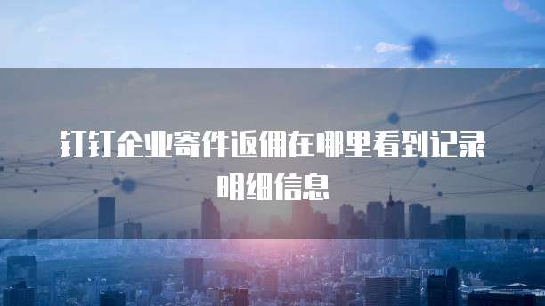 钉钉企业寄件返佣在哪里看到记录明细信息