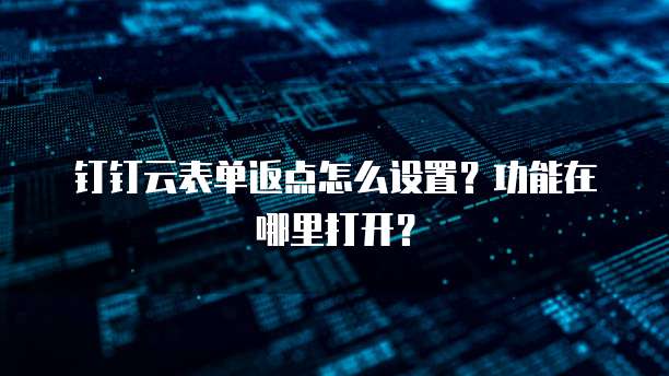 钉钉云表单返点怎么设置？功能在哪里打开？