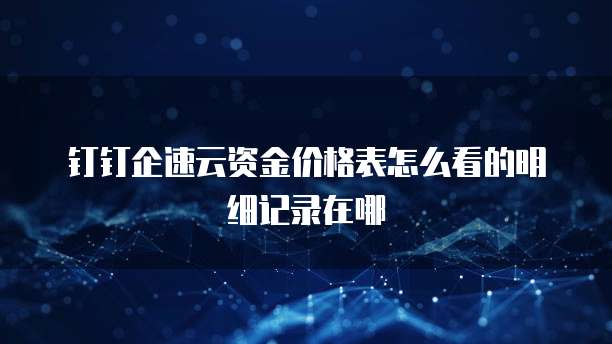 钉钉企速云资金价格表怎么看的明细记录在哪