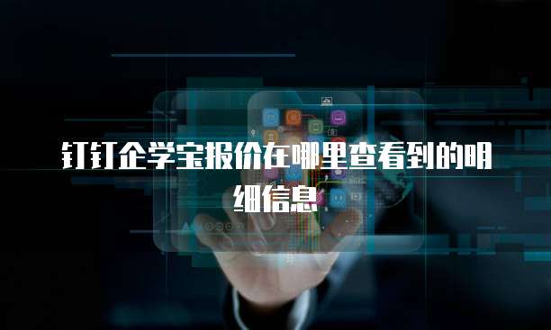 钉钉企学宝报价在哪里查看到的明细信息