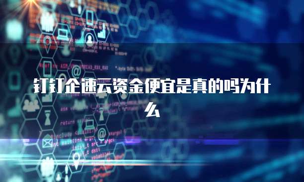 钉钉企速云资金便宜是真的吗为什么