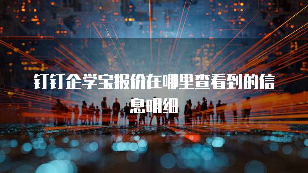 钉钉企学宝报价在哪里查看到的信息明细