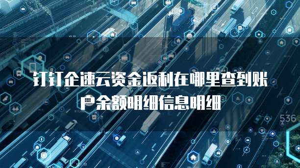 钉钉企速云资金返利在哪里查到账户余额明细信息明细