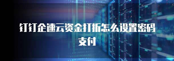 钉钉企速云资金打折怎么设置密码支付
