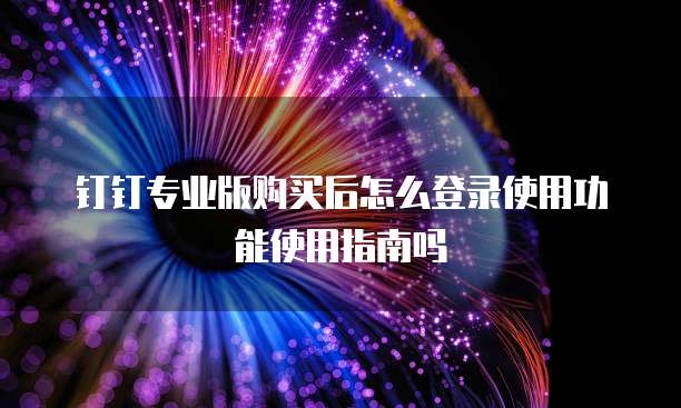 钉钉专业版购买后怎么登录使用功能使用指南吗