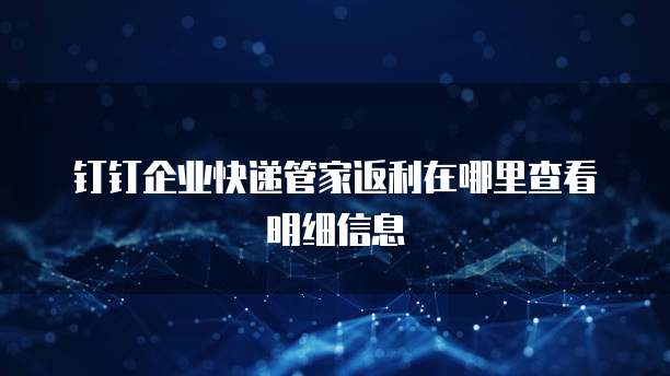 钉钉企业快递管家返利在哪里查看明细信息
