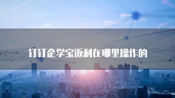 钉钉企学宝返利在哪里操作的