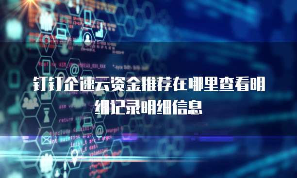 钉钉企速云资金推荐在哪里查看明细记录明细信息