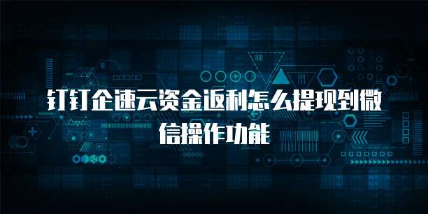 钉钉企速云资金返利怎么提现到微信操作功能