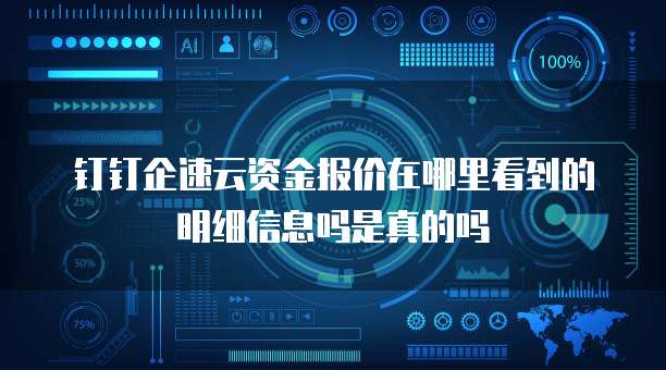 钉钉企速云资金报价在哪里看到的明细信息吗是真的吗