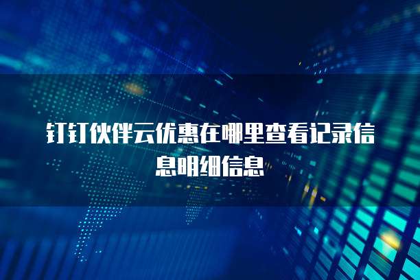 钉钉伙伴云优惠在哪里查看记录信息明细信息