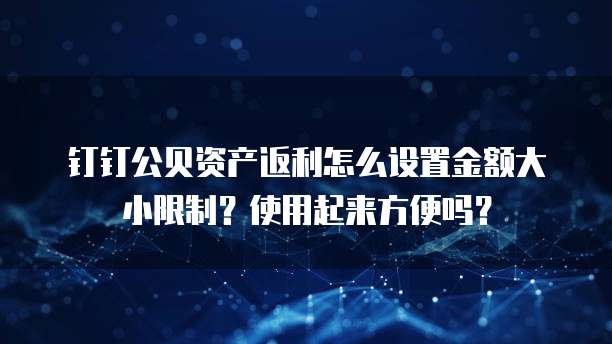 钉钉公贝资产返利怎么设置金额大小限制？使用起来方便吗？