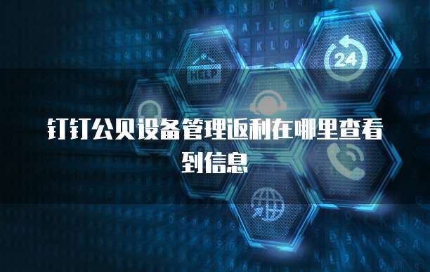 钉钉公贝设备管理返利在哪里查看到信息