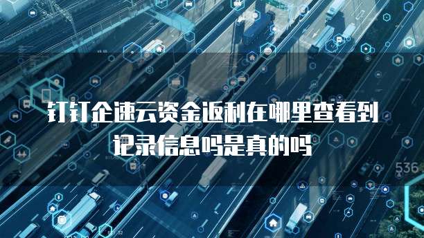 钉钉企速云资金返利在哪里查看到记录信息吗是真的吗