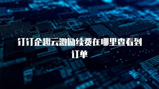 钉钉企趣云激励续费在哪里查看到订单