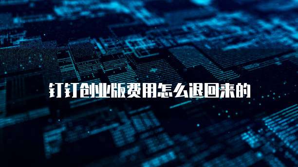 钉钉创业版费用怎么退回来的
