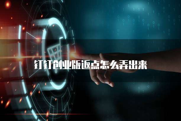 钉钉创业版返点怎么弄出来