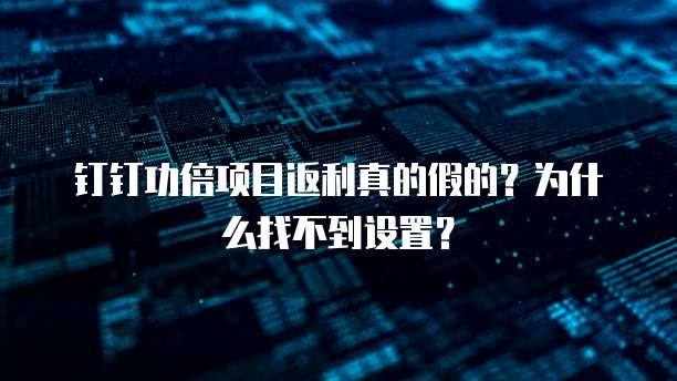钉钉功倍项目返利真的假的？为什么找不到设置？