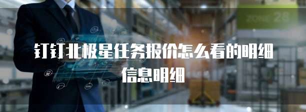 钉钉北极星任务报价怎么看的明细信息明细