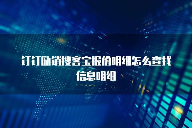 钉钉励销搜客宝报价明细怎么查找信息明细