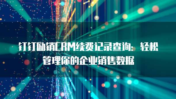 钉钉励销CRM续费记录查询:轻松管理你的企业销售数据