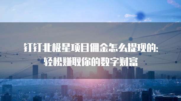 钉钉北极星项目佣金怎么提现的:轻松赚取你的数字财富