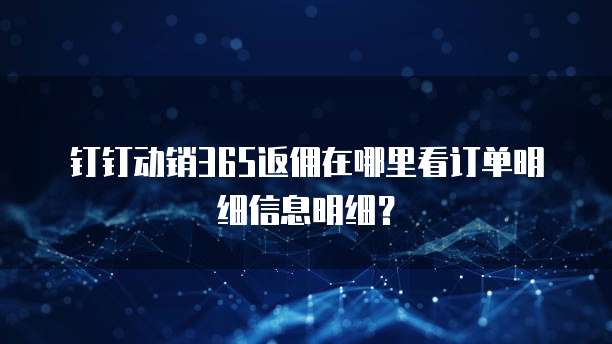 钉钉动销365返佣在哪里看订单明细信息明细？