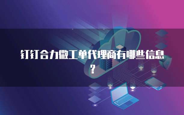 钉钉合力微工单代理商有哪些信息?