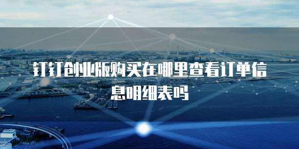 钉钉创业版购买在哪里查看订单信息明细表吗