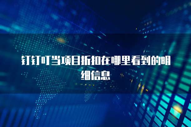 钉钉叮当项目折扣在哪里看到的明细信息
