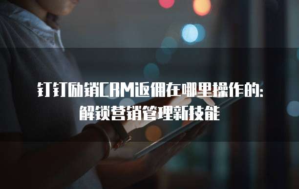 钉钉励销CRM返佣在哪里操作的:解锁营销管理新技能