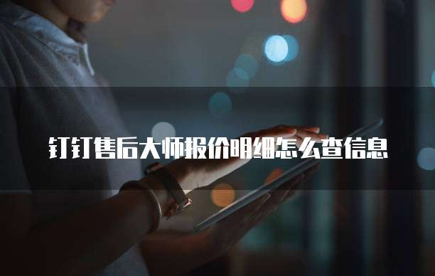 钉钉售后大师报价明细怎么查信息
