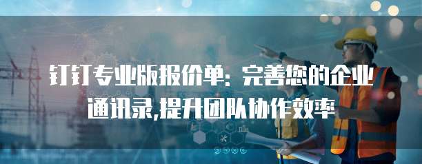 钉钉专业版报价单: 完善您的企业通讯录,提升团队协作效率