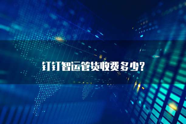 钉钉智运管货收费多少?