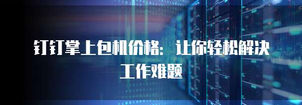 钉钉掌上包机价格:让你轻松解决工作难题