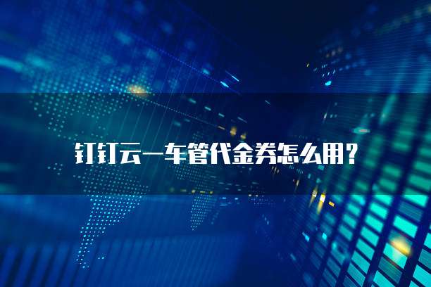 钉钉云一车管代金券怎么用?