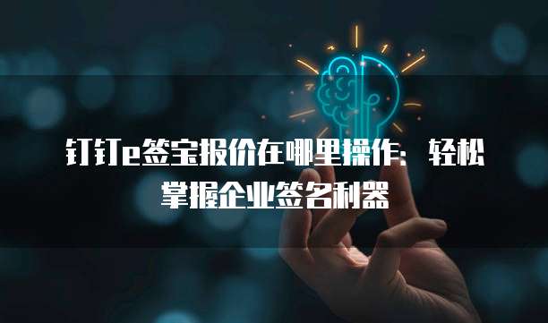 钉钉e签宝报价在哪里操作：轻松掌握企业签名利器