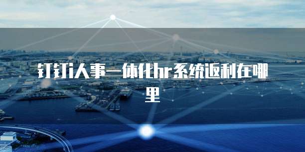 钉钉i人事一体化HR系统返利在哪里