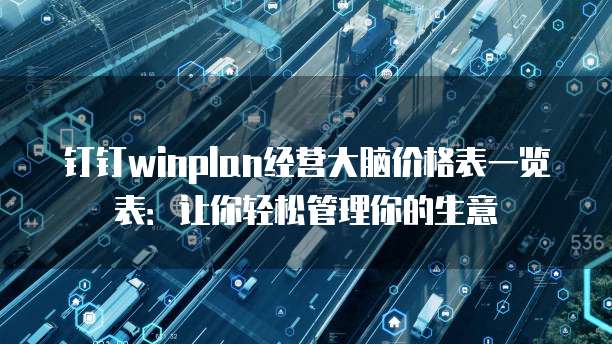 钉钉winplan经营大脑价格表一览表:让你轻松管理你的生意