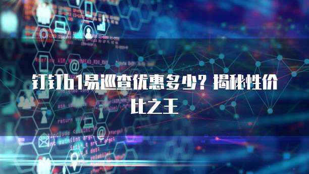 钉钉b1易巡查优惠多少?揭秘性价比之王