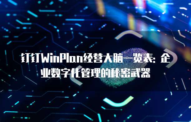 钉钉WinPlan经营大脑一览表: 企业数字化管理的秘密武器