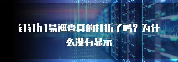 钉钉b1易巡查真的打折了吗？为什么没有显示