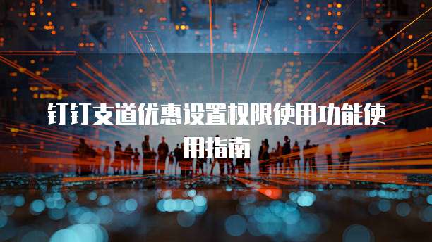 钉钉支道优惠设置权限使用功能使用指南
