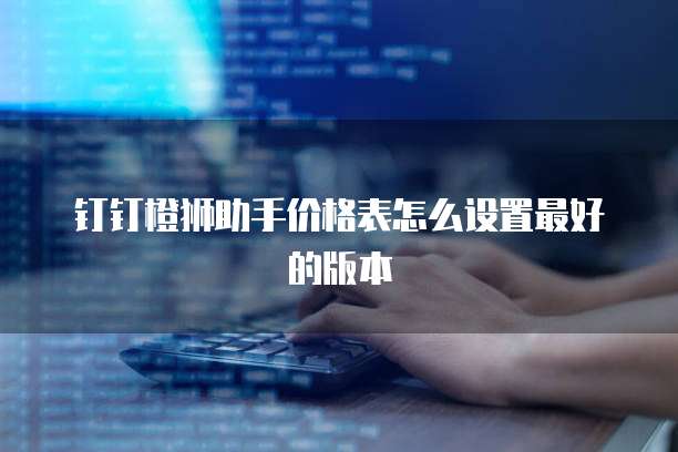 钉钉橙狮助手价格表怎么设置最好的版本