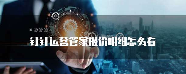 钉钉运营管家报价明细怎么看