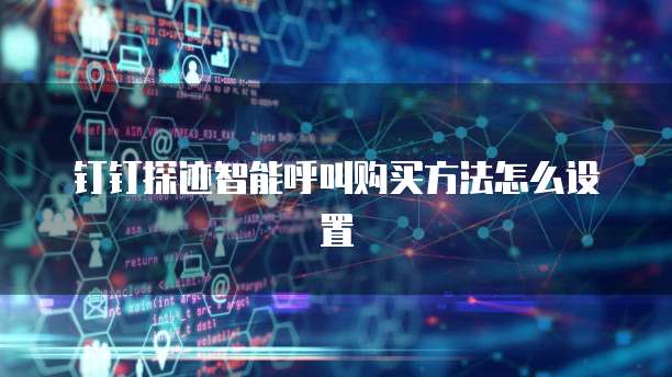 钉钉探迹智能呼叫购买方法怎么设置