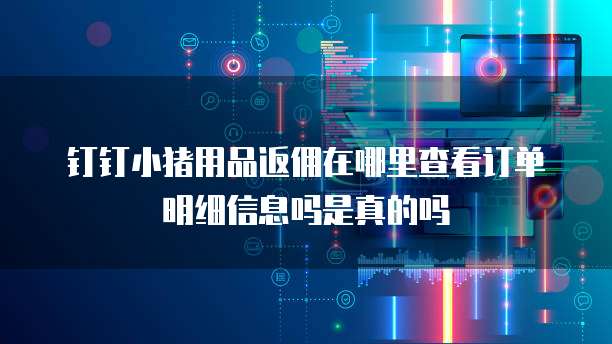 钉钉小猪用品返佣在哪里查看订单明细信息吗是真的吗